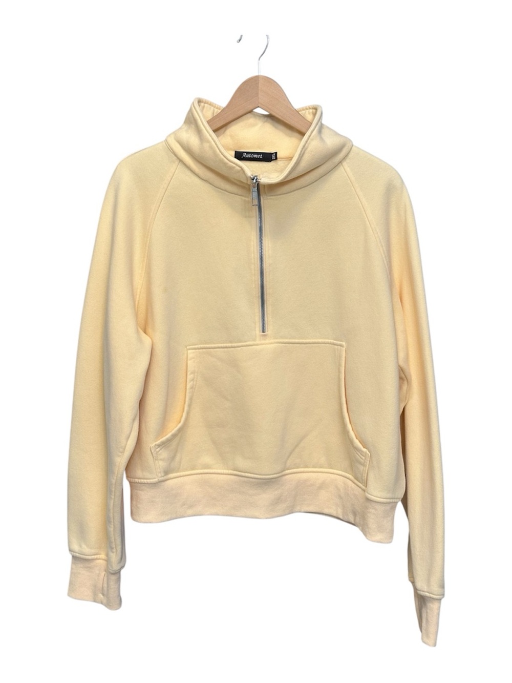 🍋 Pale Yellow Half-Zip Pullover Hoodie
